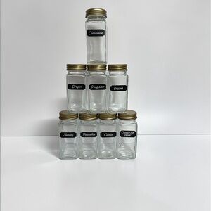 Glass Spice Jars with Gold Lids